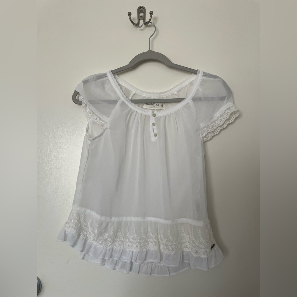 Abercrombie & Finch Sheer Lace White Blouse